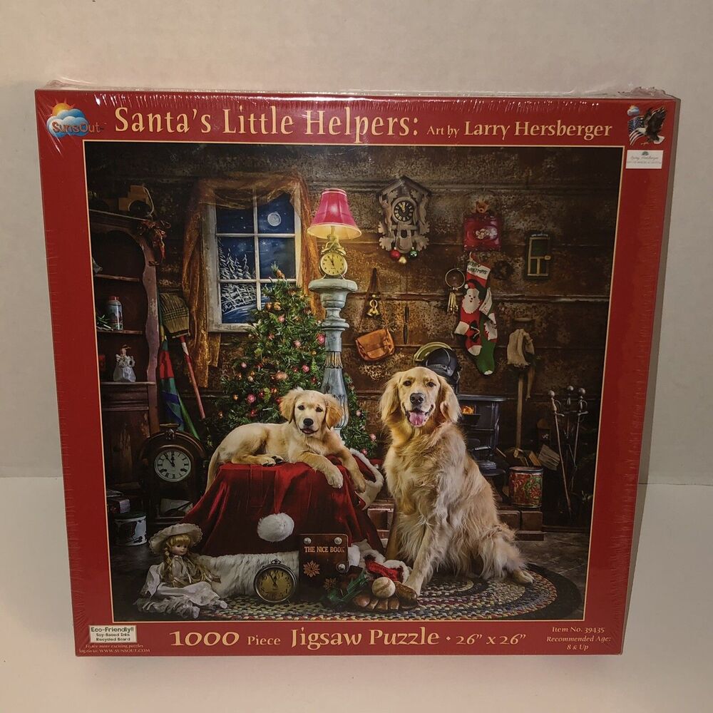Santa's Little Helpers Larry Hersberger SUNSOUT 1000 Piece Jigsaw Puzzle 26"x26"